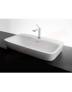 Lavabo Bagno Soul 700x420xh100 bianco lucido . Valdama lavabo da incasso disegnato da Monia Marzano senza foro rubinetto.