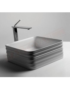 Lavabo Bagno Trace Collection 380x380xh150 bianco lucido . Valdama lavabo da appoggio senza foro rubinettoe senza troopo pieno