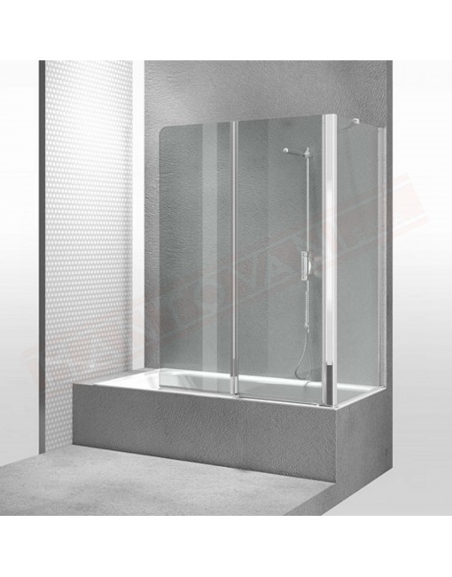 Vismaravetro Parete vasca pieghevole due vetri mobili lunghezza massima 120 h 150.5 con lato fisso per angolare 30- 89 cm