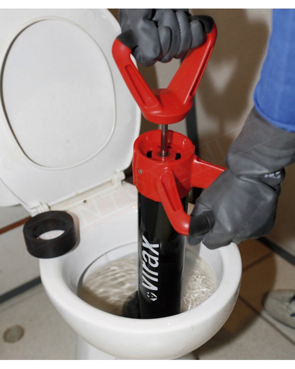 Virax Sturatore a pompa con due impugnature e guarnizioni per wc e lavabo, lavandino