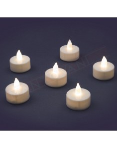 Set 6 candele tea light effetto fiamma a batteria per uso inerno diamtero 3.5 cm h 3.8 cm completo di batterie