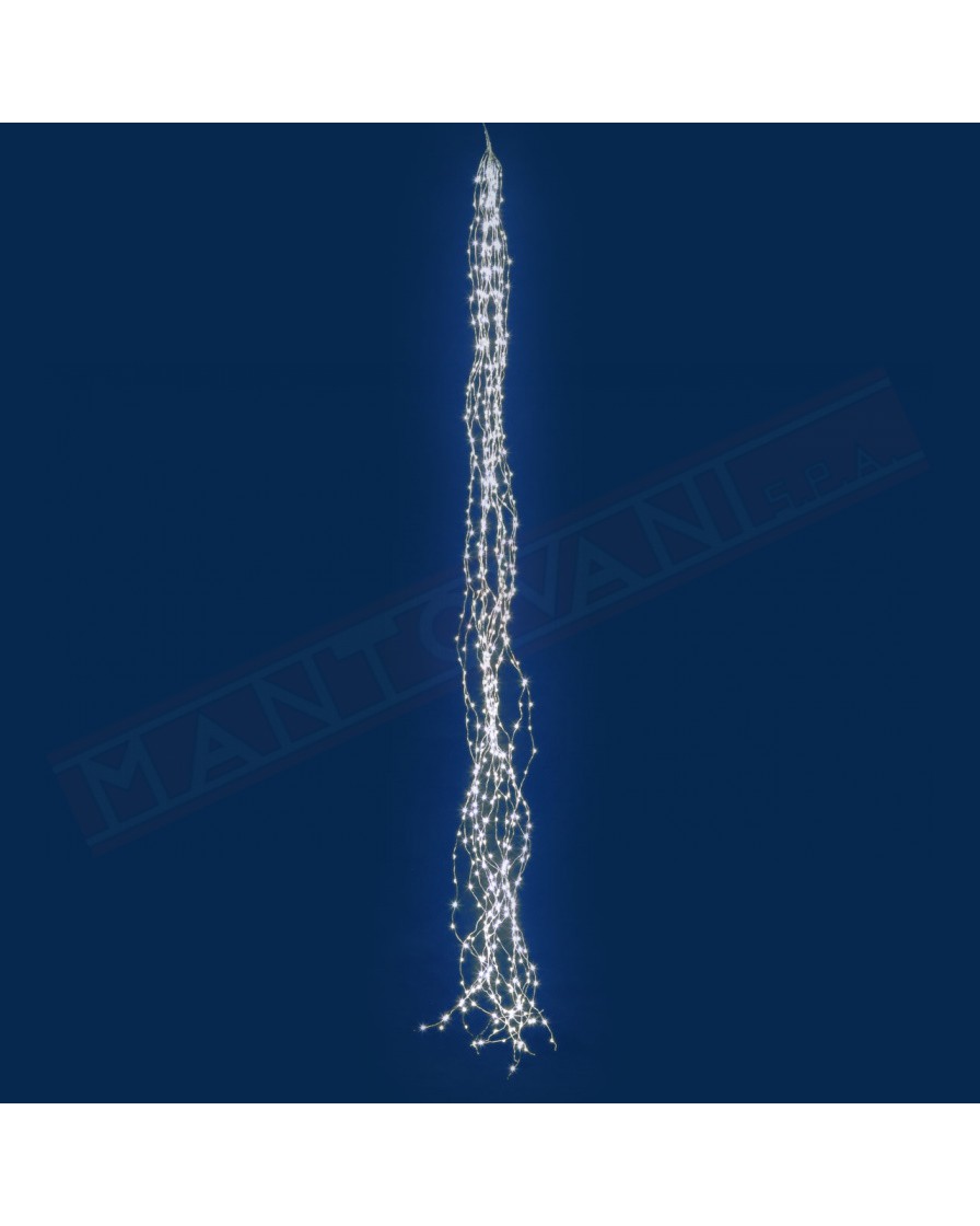 Cascata luminosa bianco H cm 120 per uso esterno con 15 stringhe metal 300 LED di cui 75 con flash + 4 mt cavo