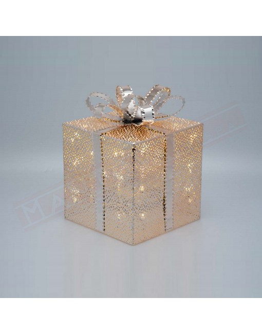 Pacco regalo luminoso natalizia da interno in metallo traforato h16.5 20 led bianco caldo luce fissa con timer 8 of 16 off