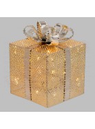 Pacco regalo luminoso natalizio da interno in metallo traforato 16x16h21.5 30 led bianco caldo luce fissa con timer 8 of 16 off