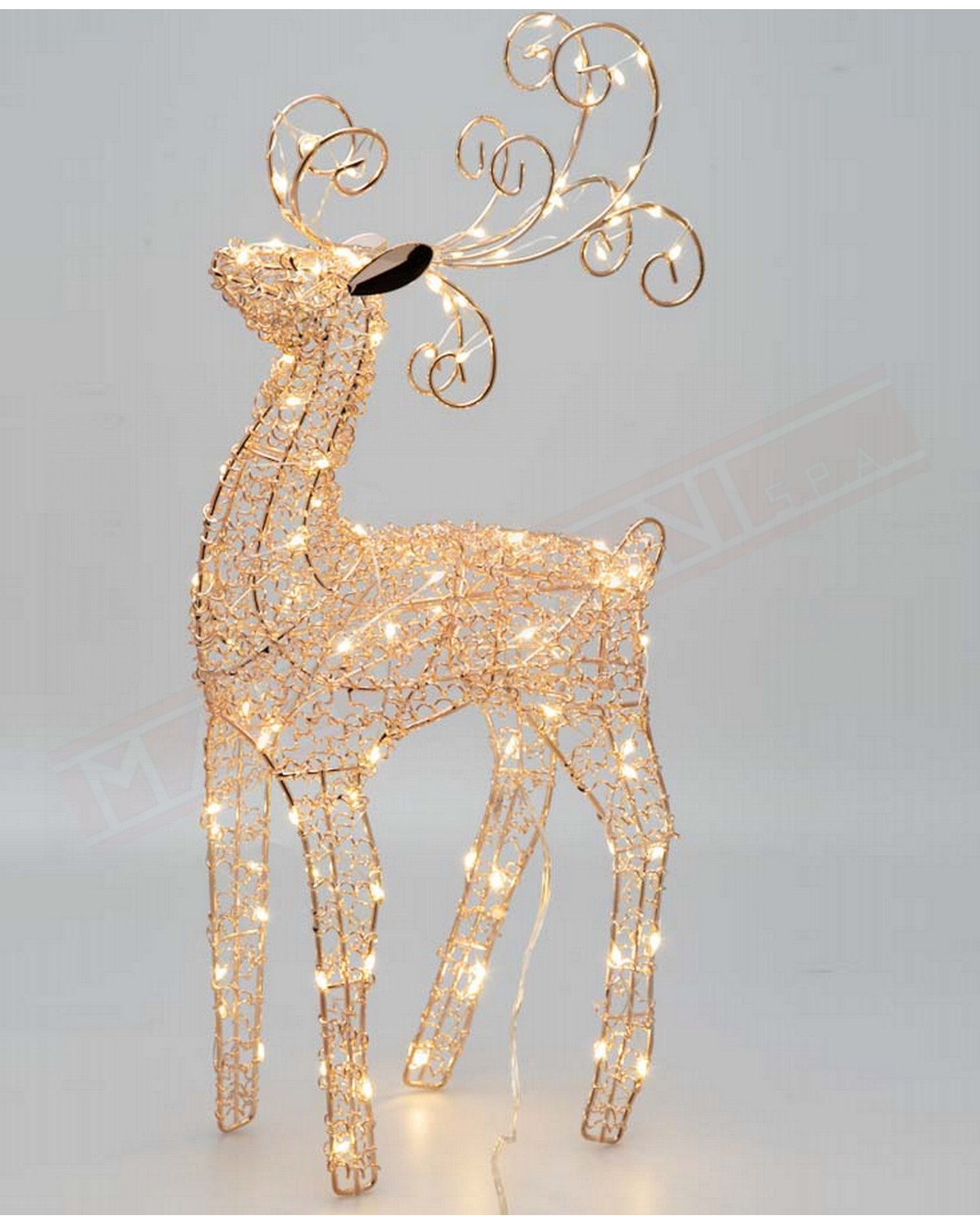 Renna luminosa natalizia da interno in fili metallici rame h 47 cm 100 microled bianco caldo luce fissa con timer 8 of 16 off