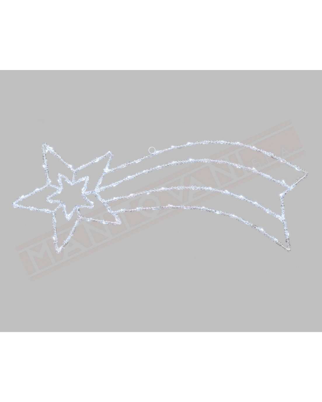 Stella Cometa effetto ghiacciato 90 LED bianchi Luce Fissa e lampeggiante Esterno Cavo Bianco 2m+95xH37cm a batteria