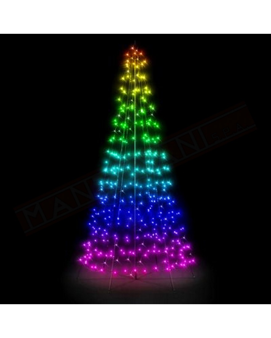 Twinkly albero luminoso 300 pixel led rgbw completo di palo e cavo da 3 metri comandabile wi fi o smartphone